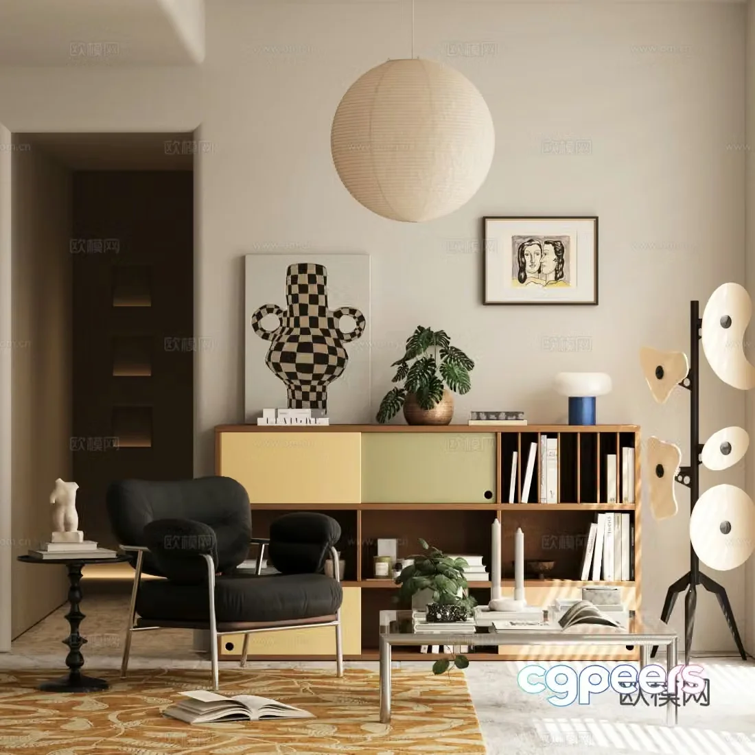 Middle-aged style chest cabinet Middle-aged style porch cabinet end view porch cabinet retro style decorative cabinet side cabinet 3D model