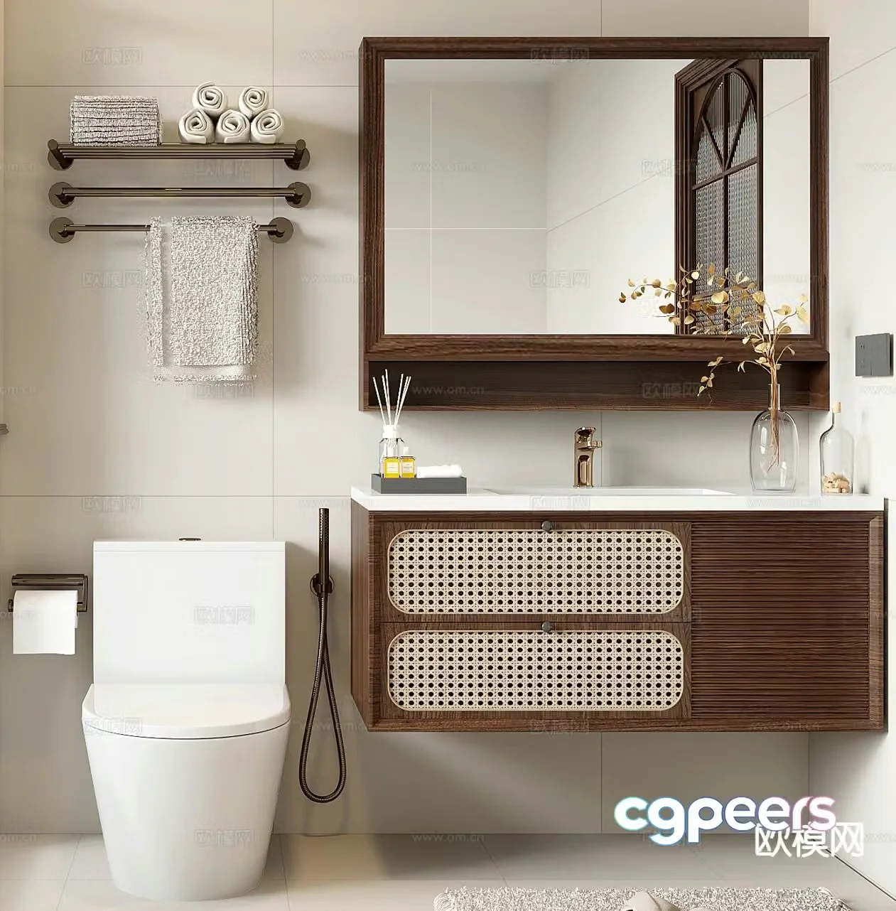 Medieval style bathroom cabinet bathroom cabinet 3d model