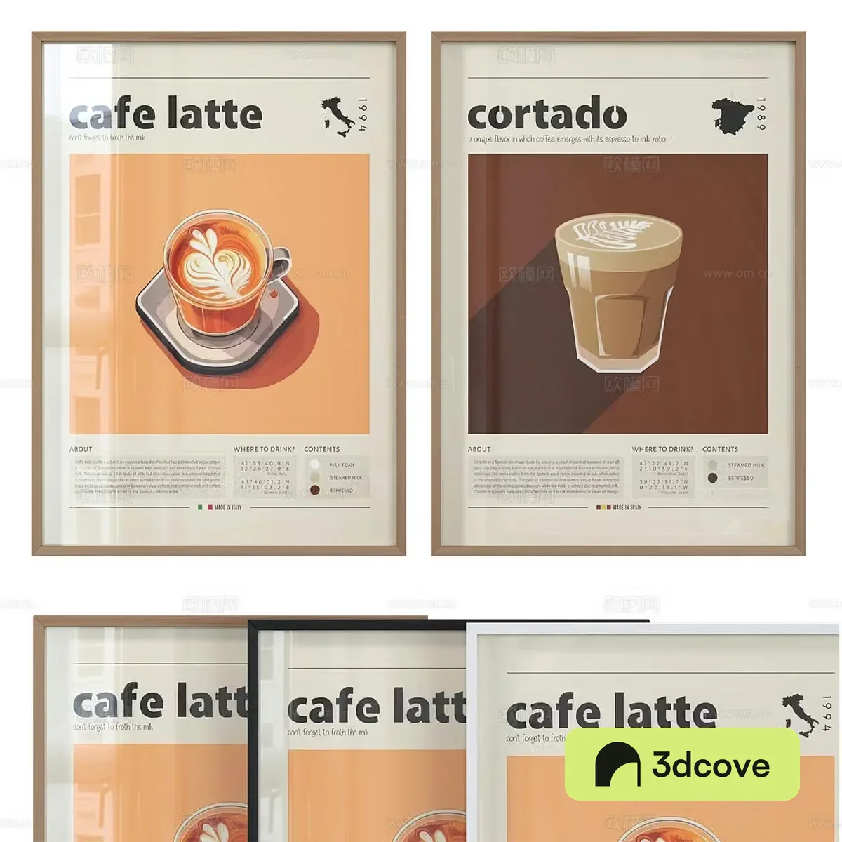 Coffee decorative painting clipping painting abstract painting