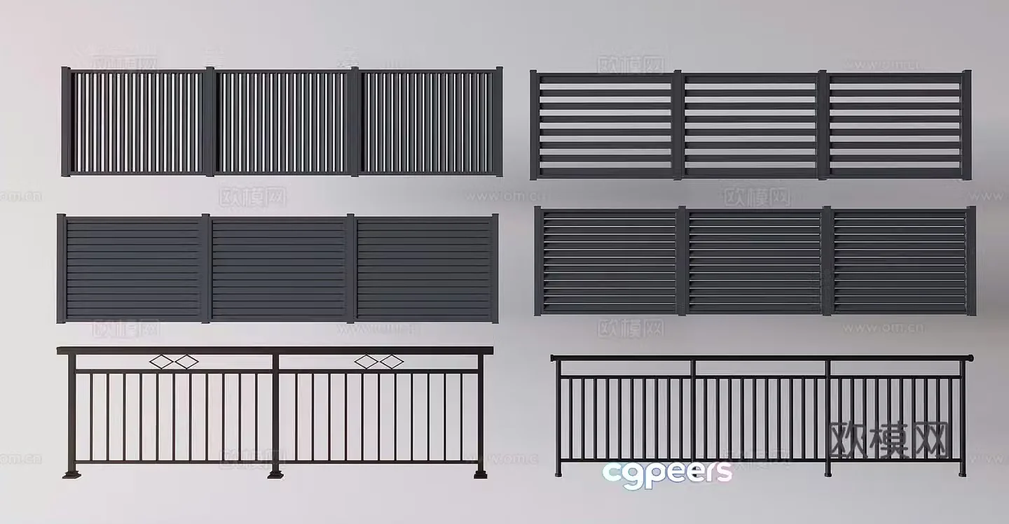 Wrought iron fence isolation railing Wrought iron fence protective railing Wrought iron fence 3D model
