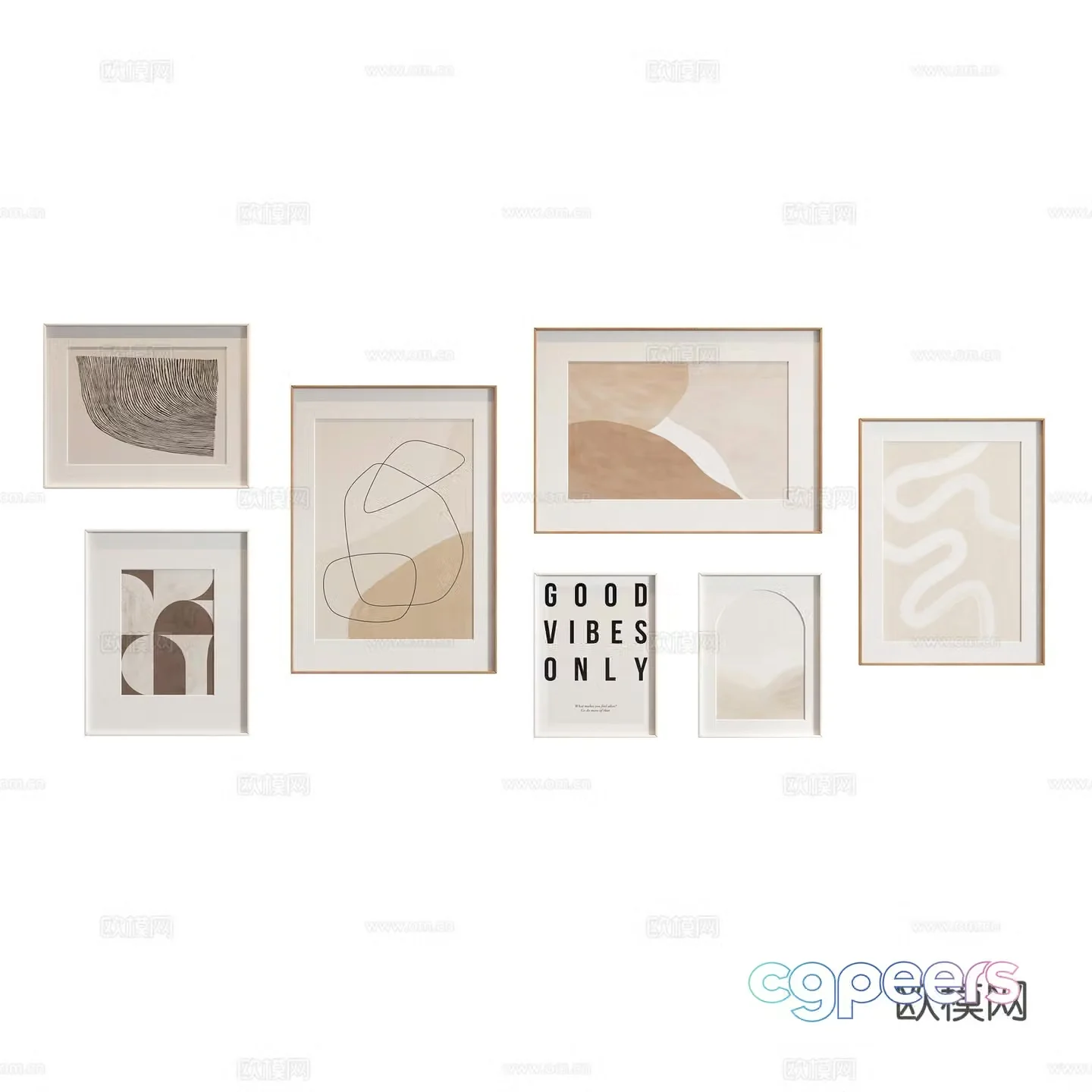 Nordic hanging painting combination 3D model
