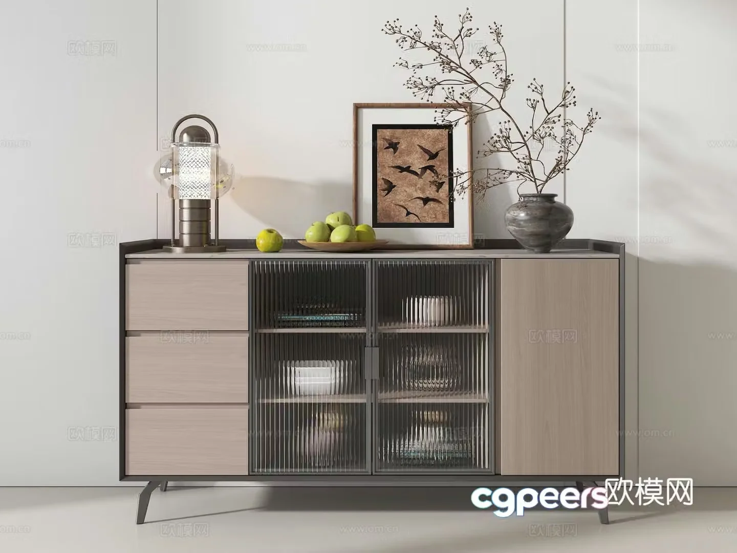 Modern sideboard sideboard sideboard low cabinet medieval style sideboard creamy style sideboard new Chinese sideboard 3D model