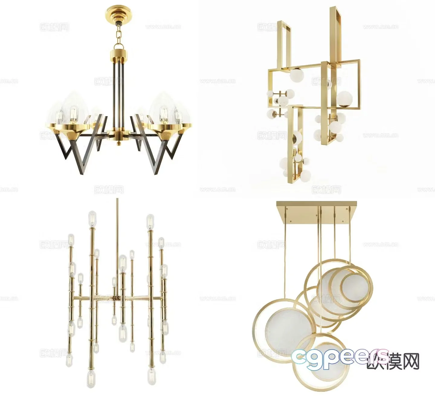 Postmodern multi-head chandelier 3d model