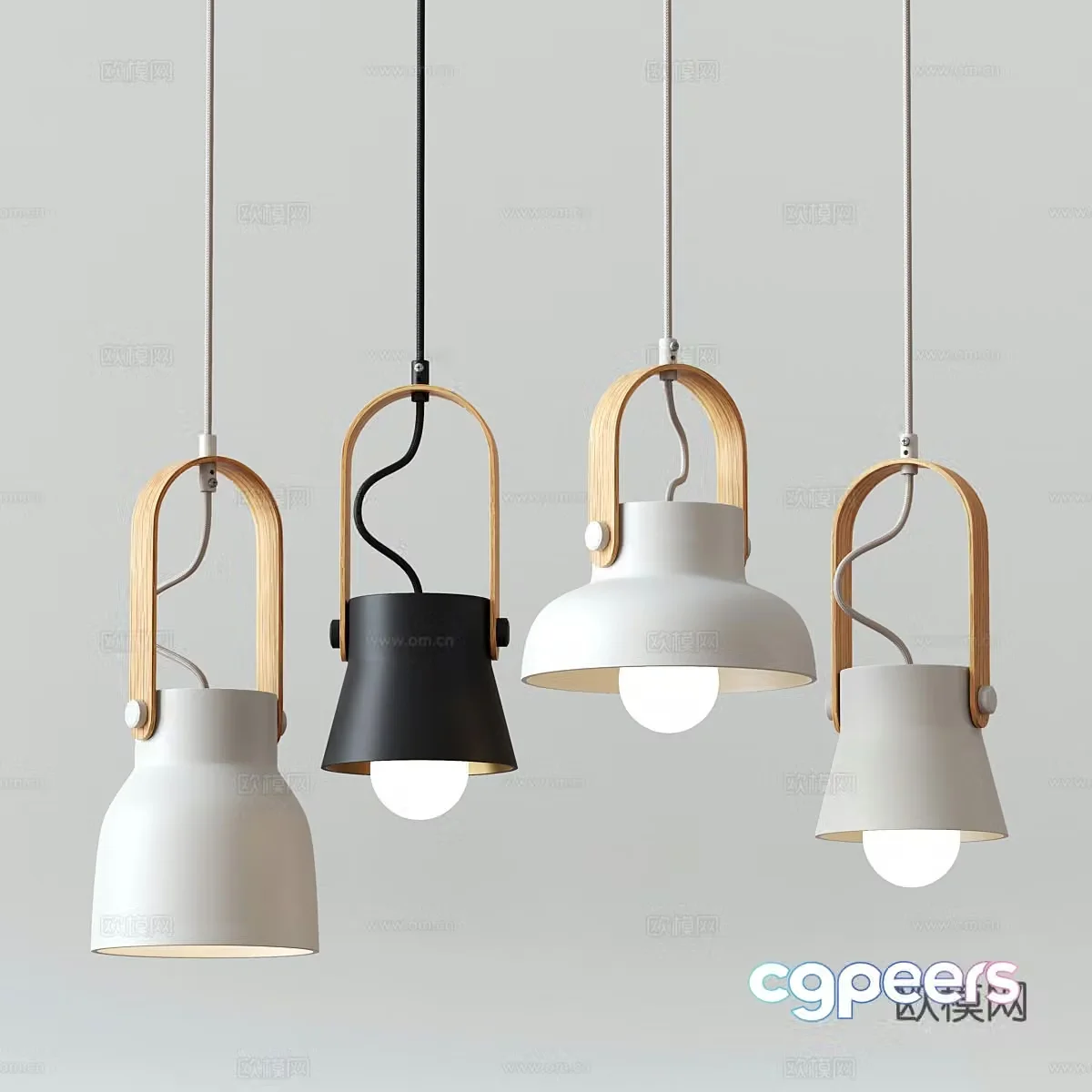 Modern Nordic log decorative small chandelier 3d model