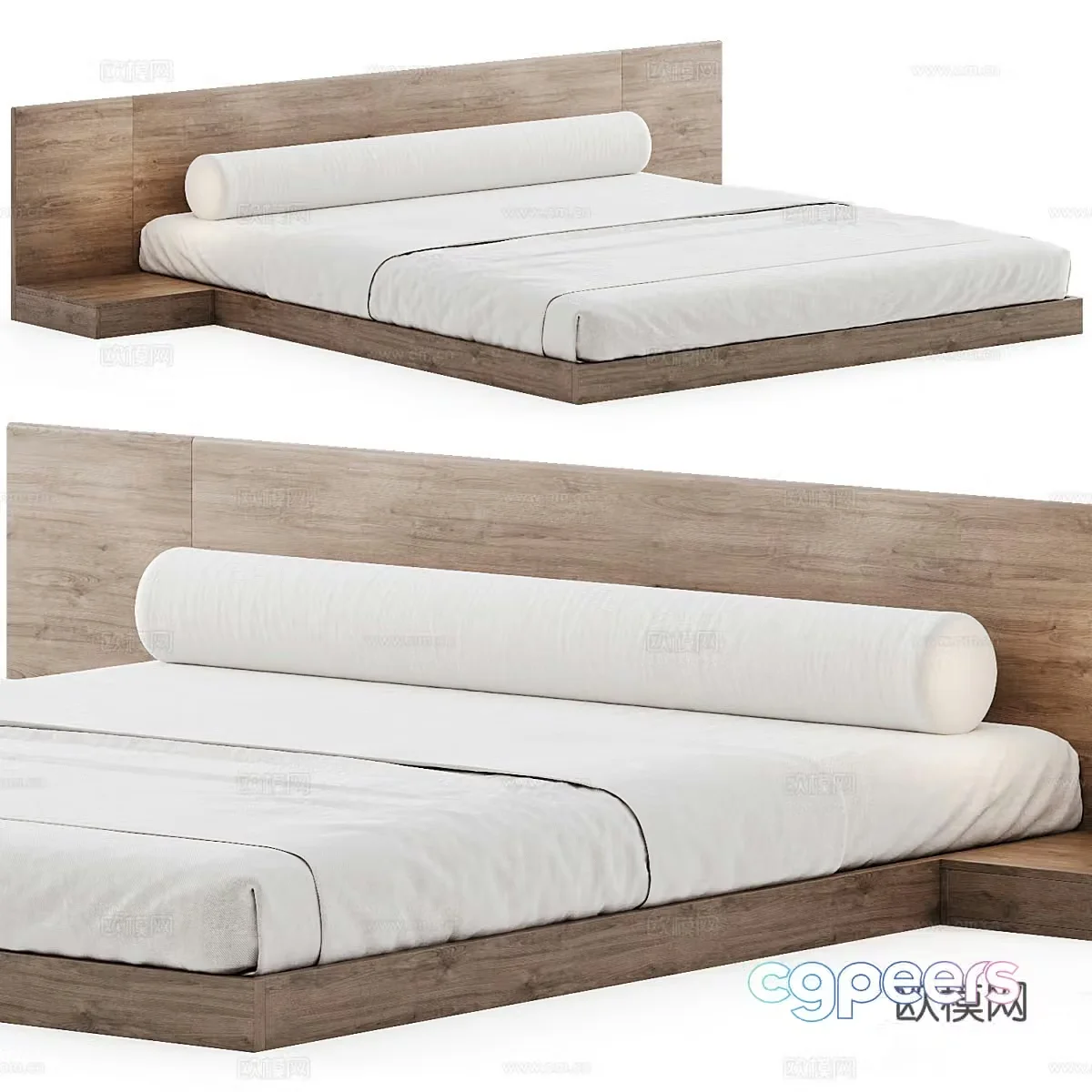 Wabi-sabi double bed 3d model