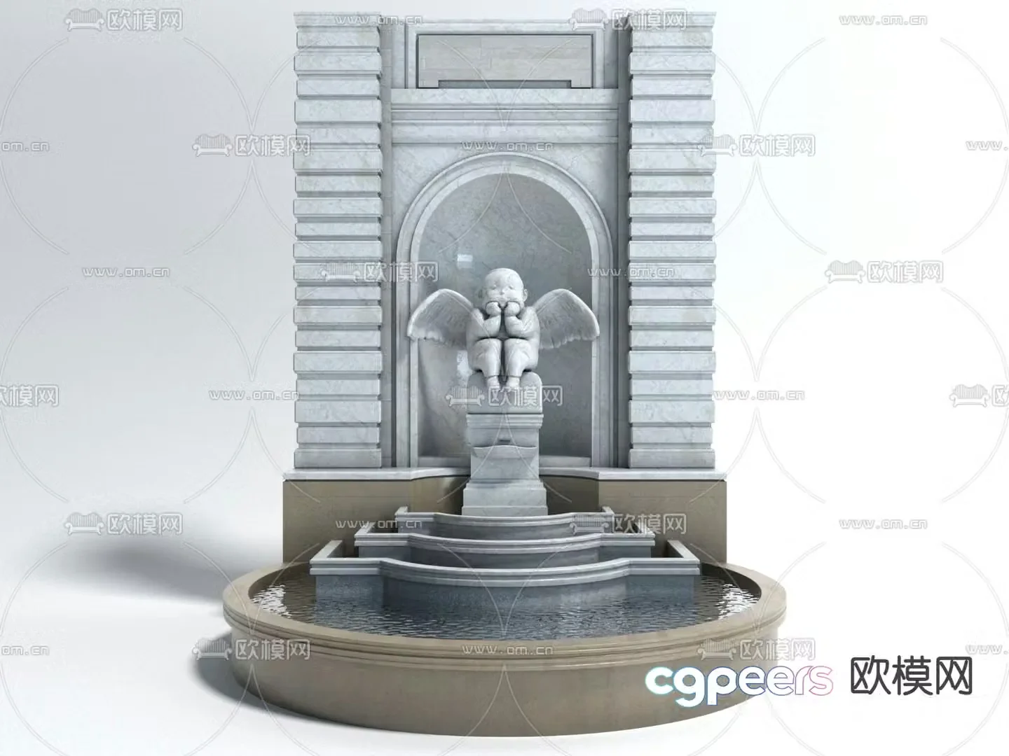 Landscape sketch sculpture pool scene 3D model