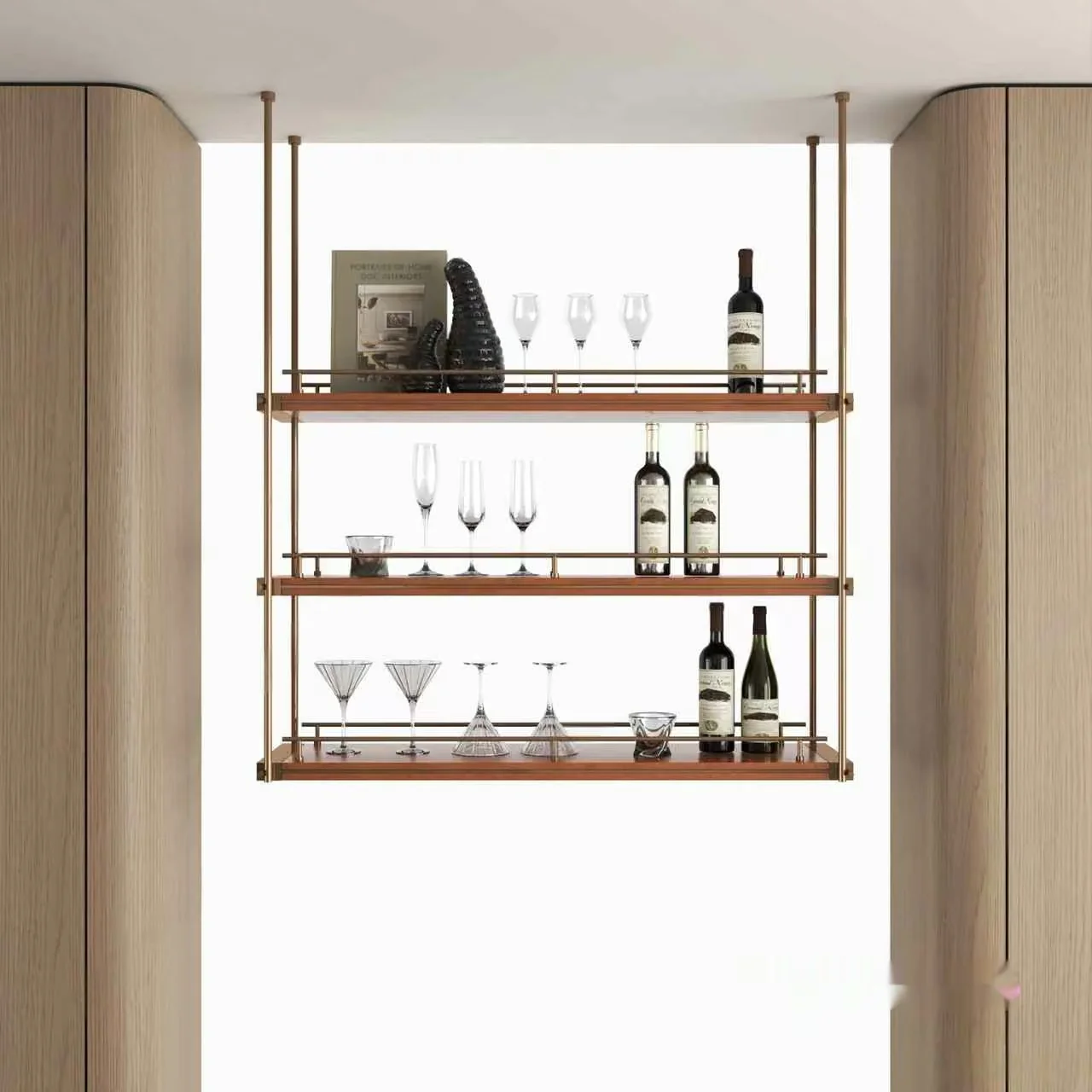 Gold And Brown Shelves 3D Model – 16621 – VRAY Render