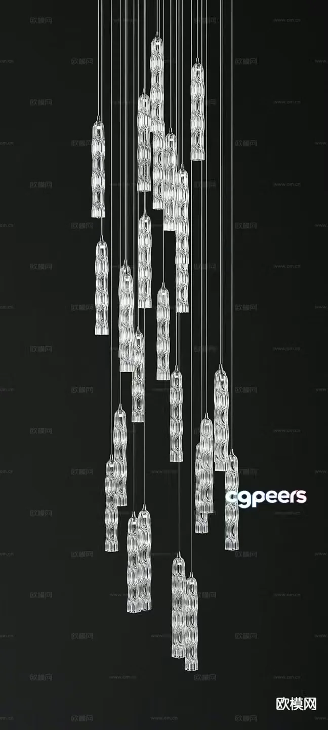 Modern crystal chandelier stair chandelier 3d model