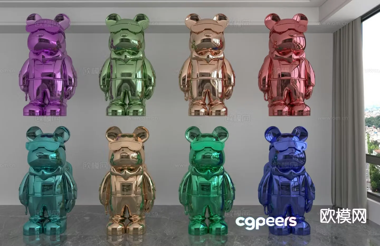 Violent Bear Trendy Toy Doll Doll Ornament 3D Model
