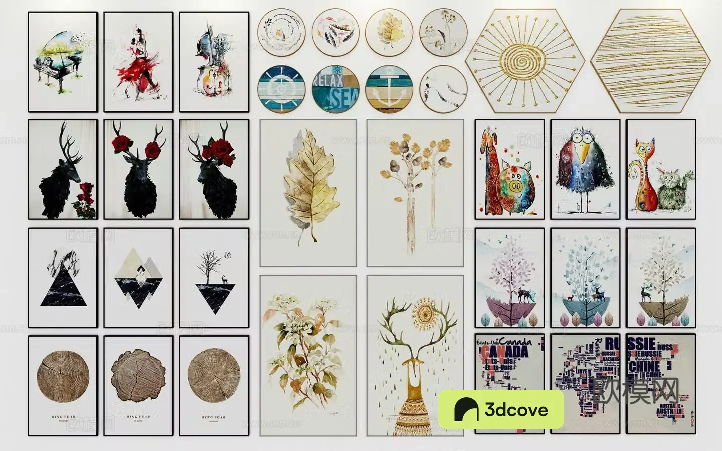 Nordic decorative painting art painting combined hanging painting