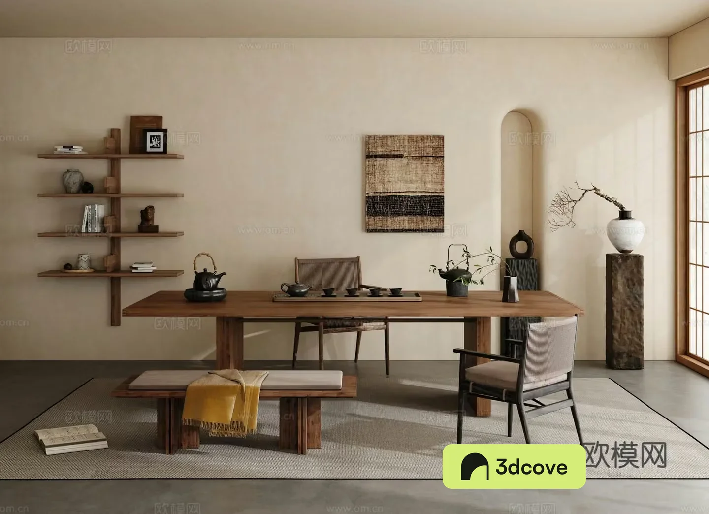 Wabi-sabi tea table and chair