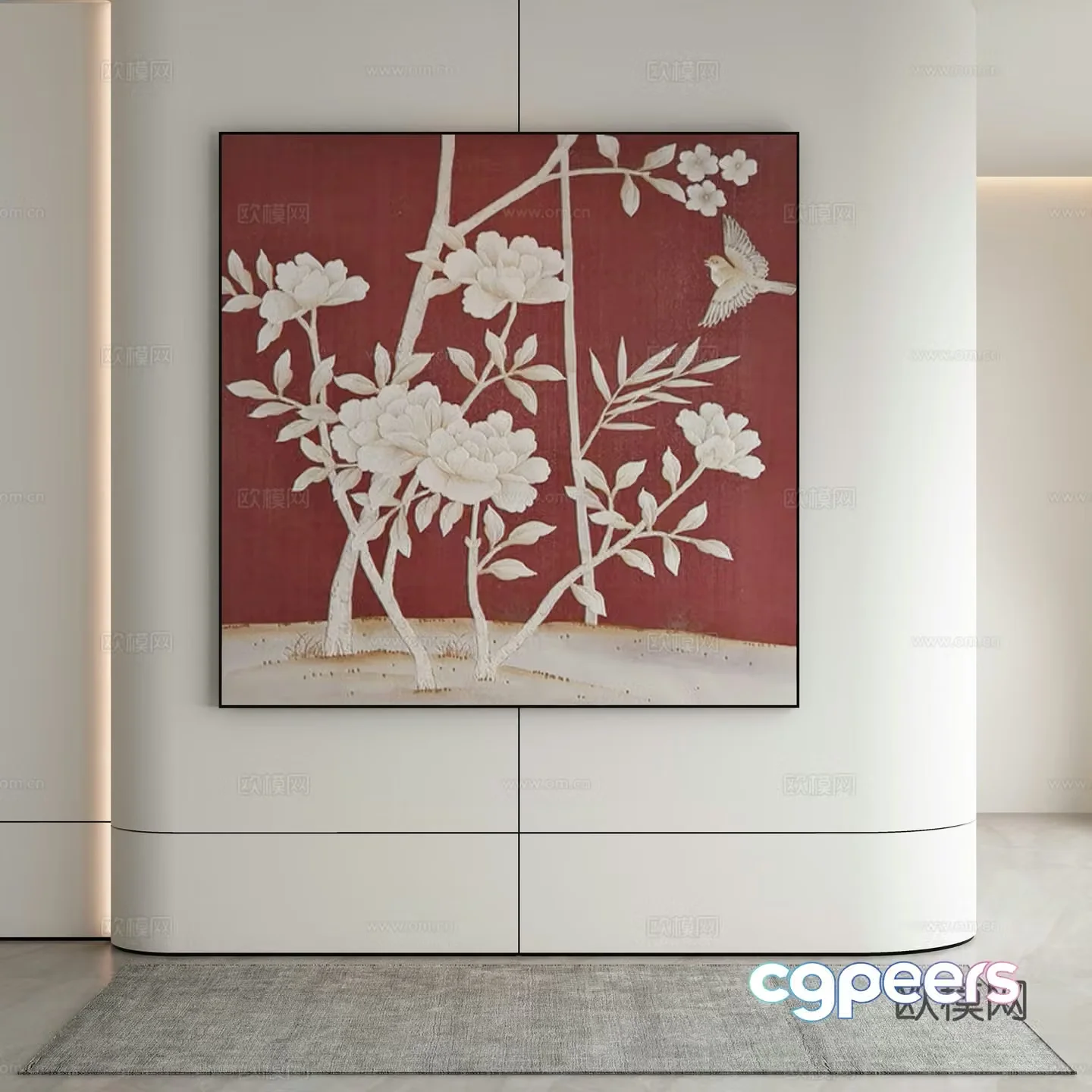 New Chinese style flower painting decorative painting 3d model