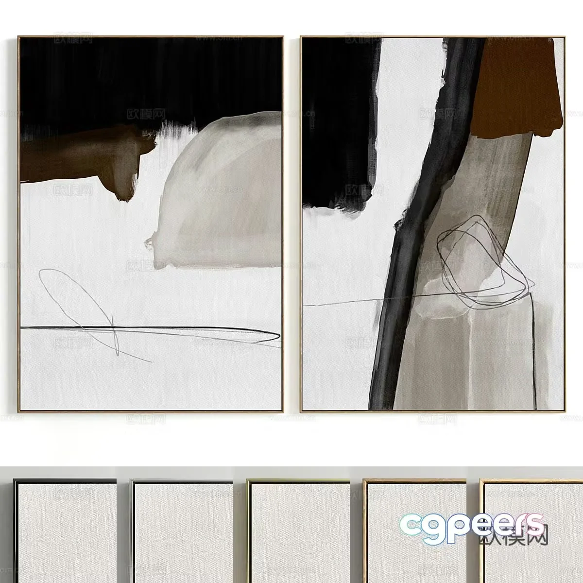 New Chinese style hanging painting 3D model