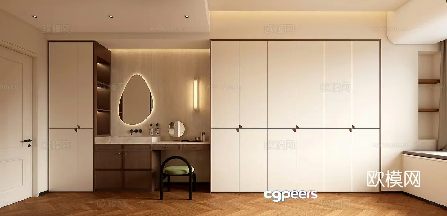 Modern medieval wardrobe and wash basin integrated 3D model
