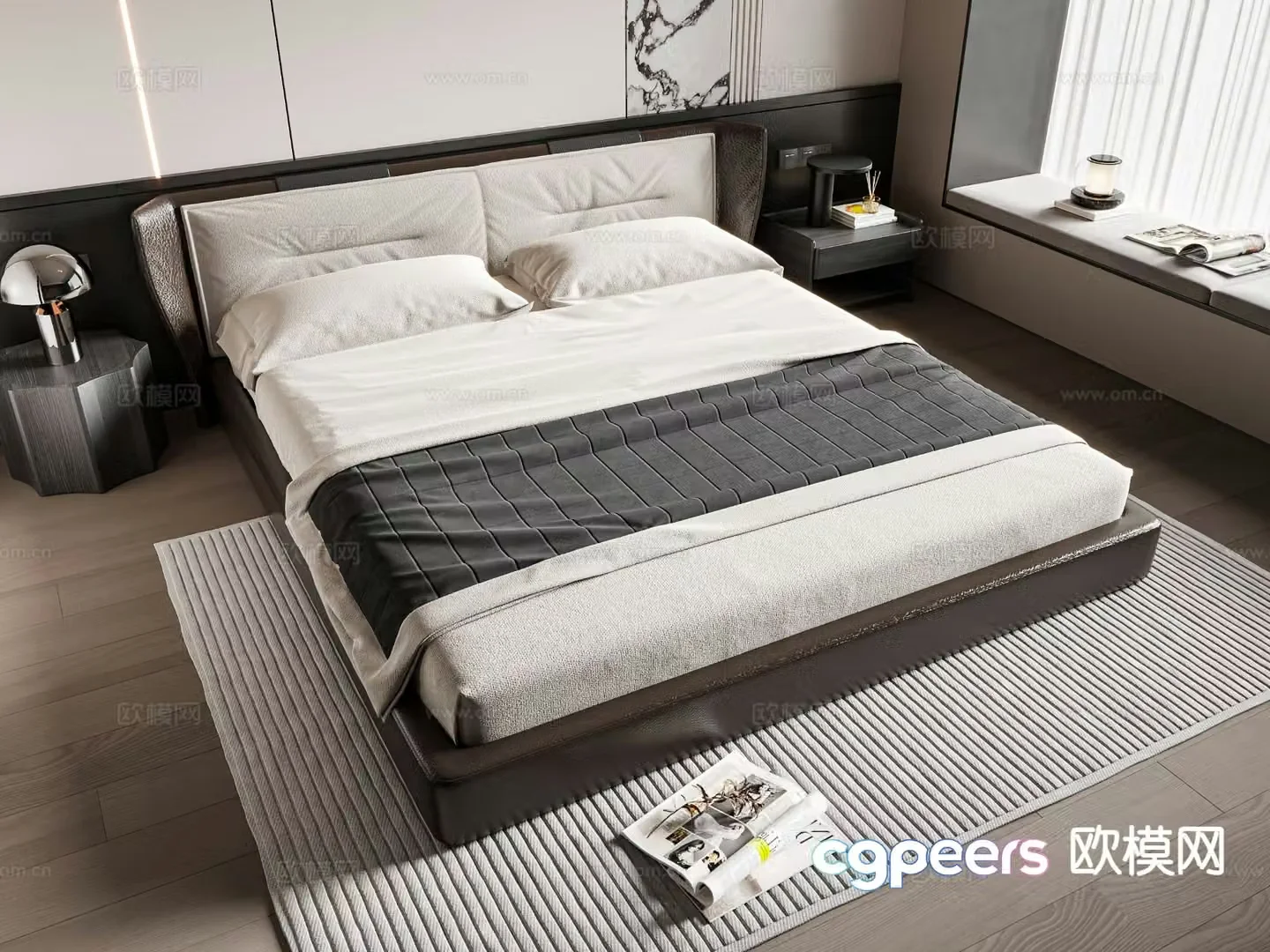 Modern double bed 3d model