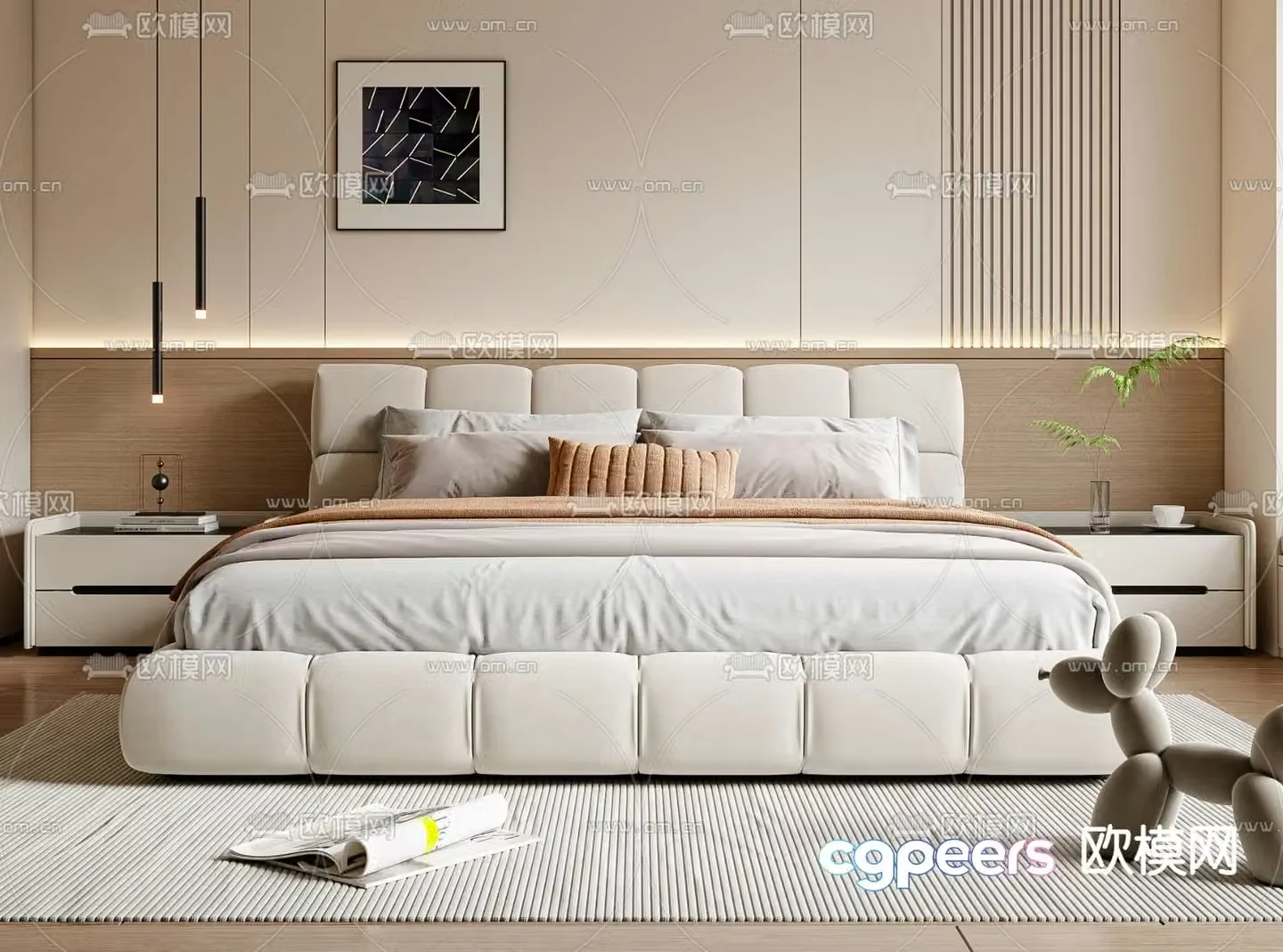Modern double bed 3d model