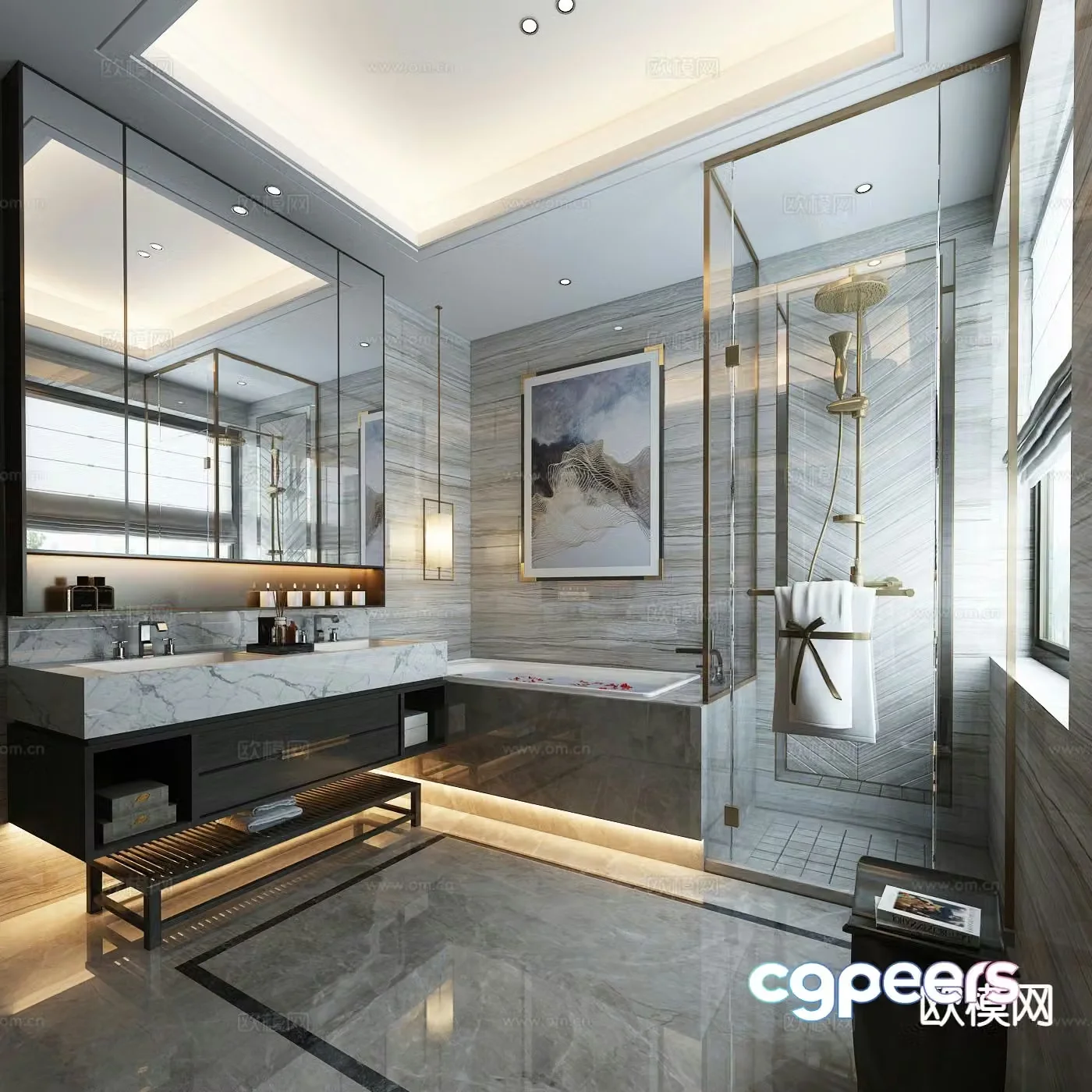New Chinese style bathroom bathroom 3d model