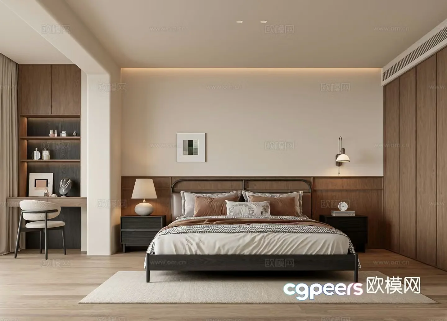 Medium style bedroom French cream style bedroom bay window bedroom master bedroom second bedroom 3d model