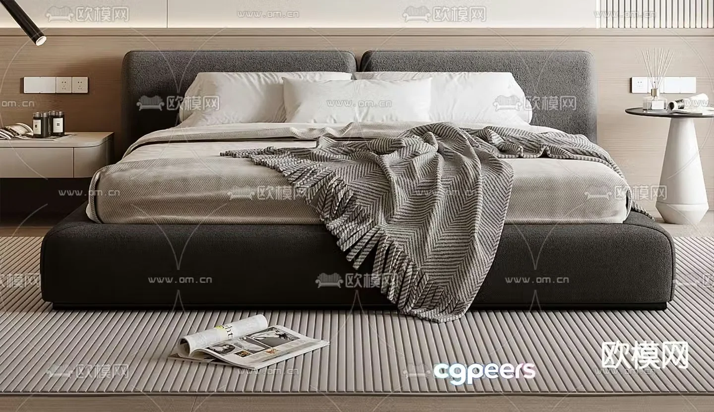 Modern double bed 3d model