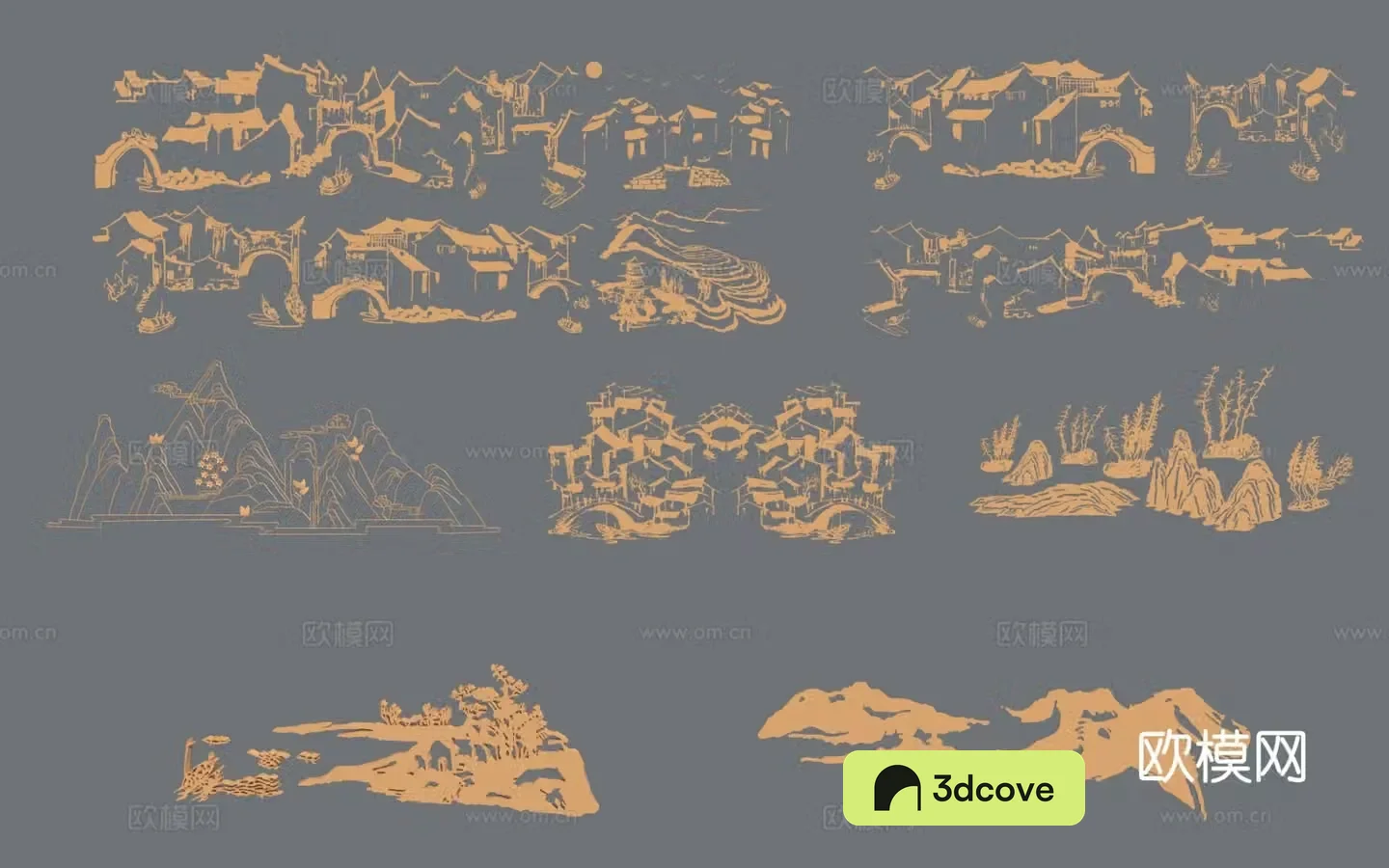 New Chinese style wall decoration mountain silhouette hanging decoration