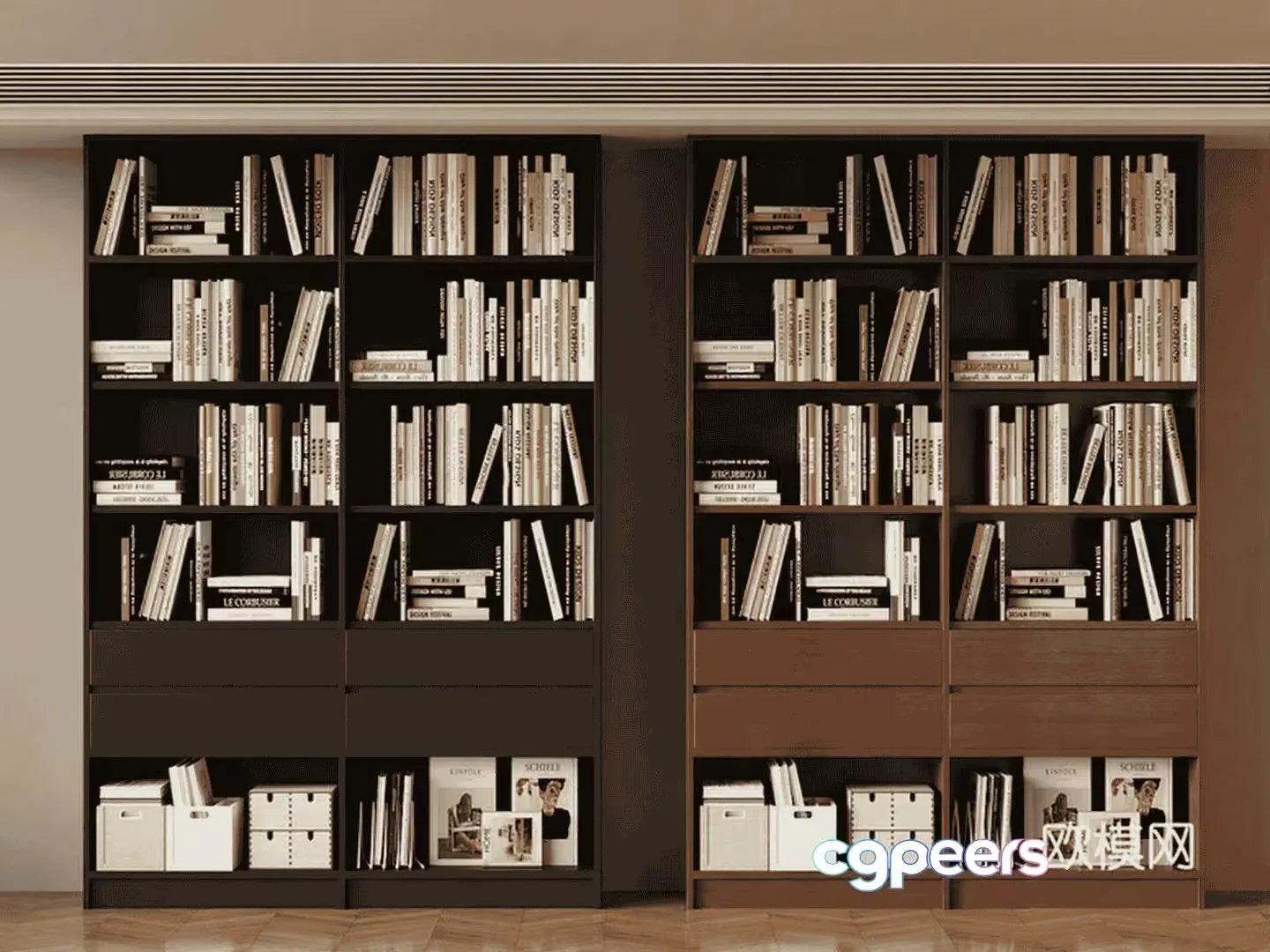 Modern Bookshelf 3D Model – 11770 – VRAY Render
