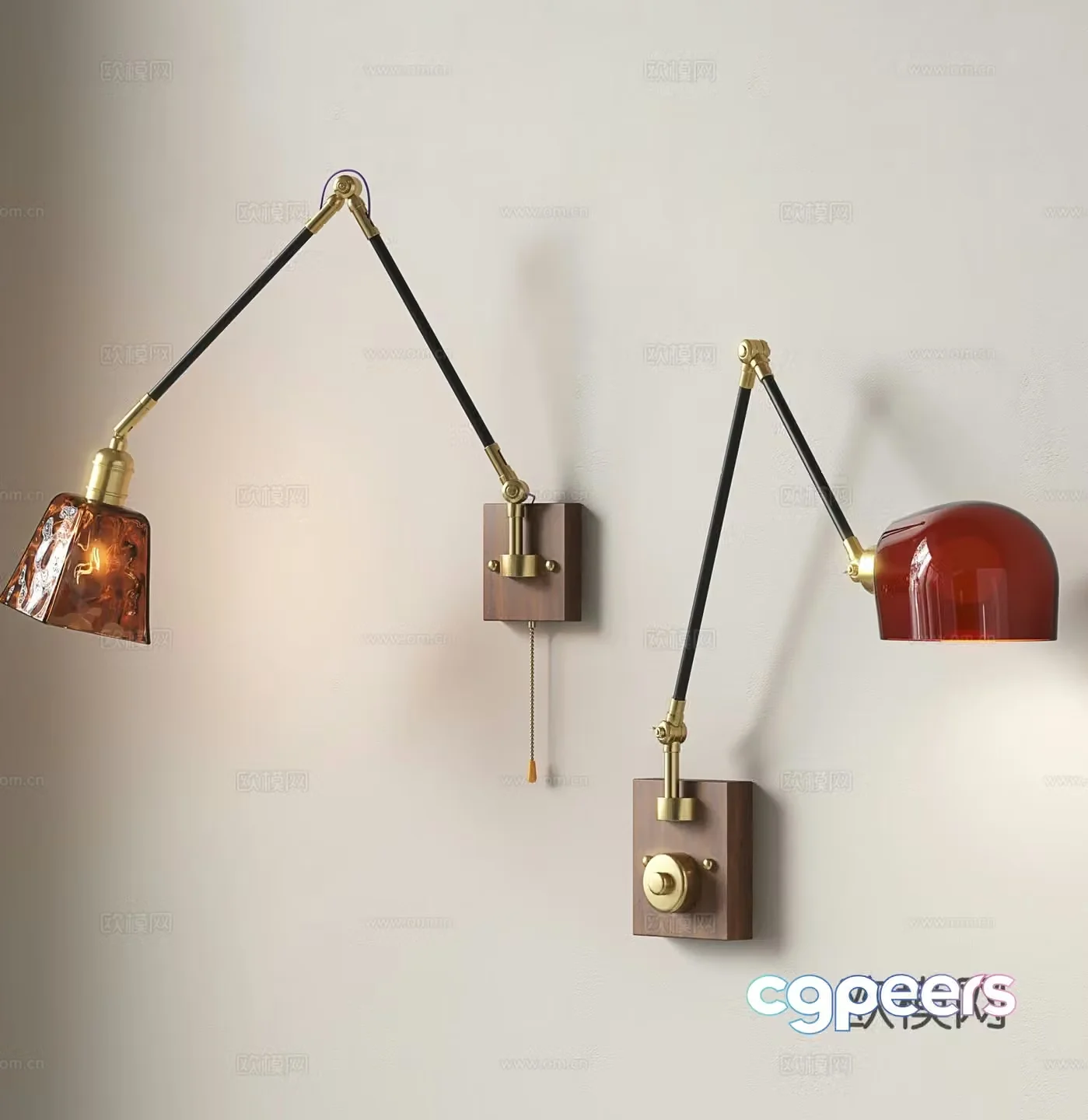 Medieval wall lamp retro wall lamp swing arm wall lamp bedside wall lamp 3D model
