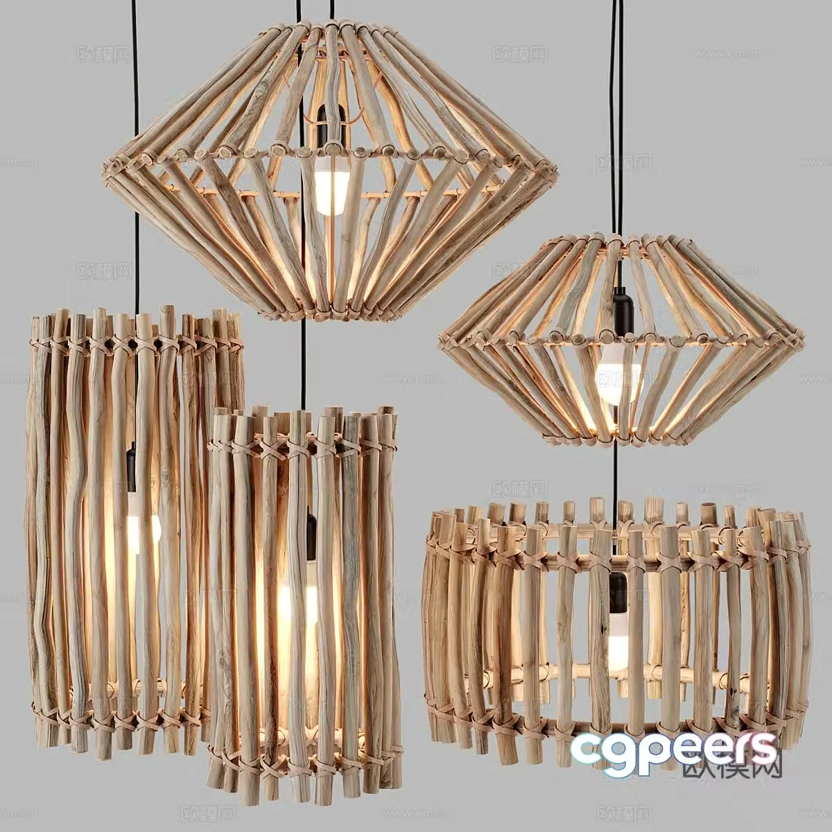 New Chinese Primitive chandelier 3d model