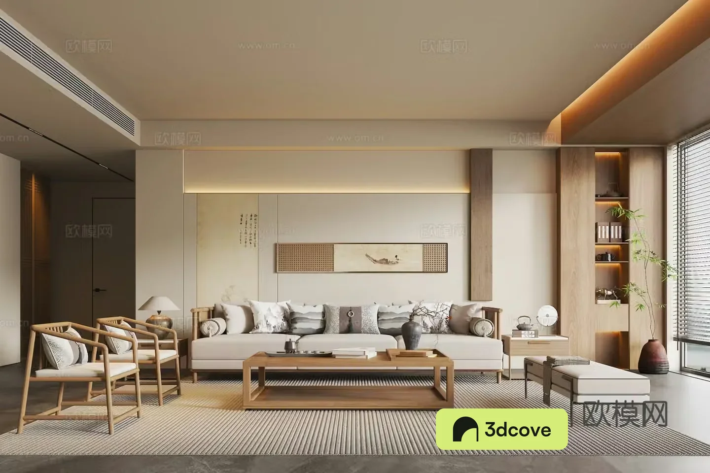 New Chinese style Song style living room solid wood sofa coffee table combination solid wood single chair sofa side table bookcase