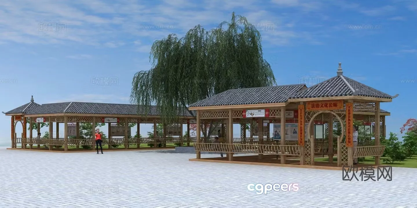 Chinese style corridor corridor corridor 3d model