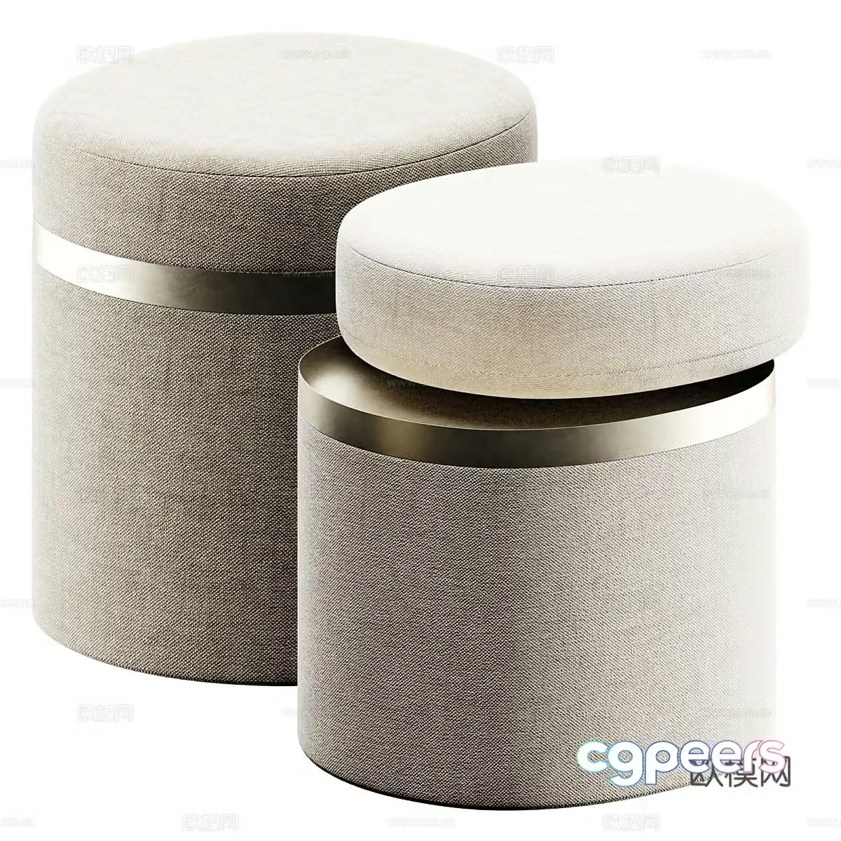 New Chinese Light Luxury NOBU Fabric Stool 3D Model