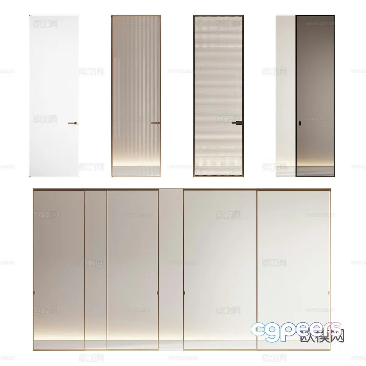 Modern minimalist frameless glass door 3d model
