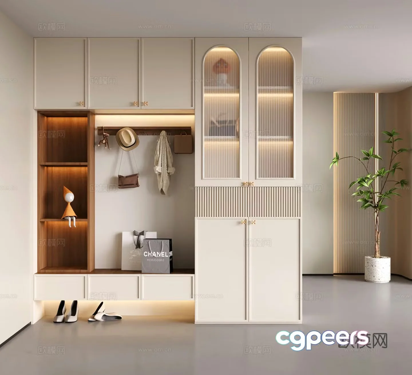 French style shoe cabinet partition shoe cabinet decorative cabinet 3d model