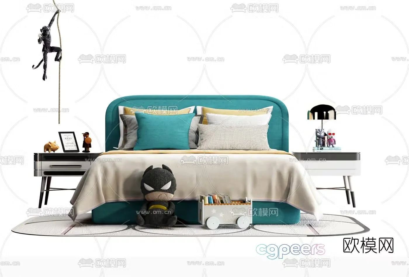 Modern fabric children’s bed 3d model