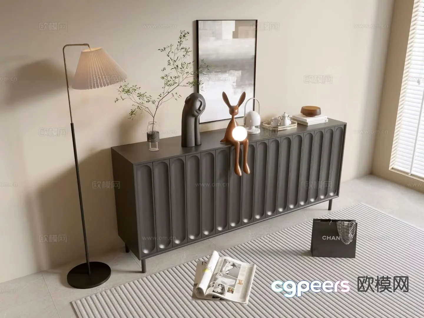 Modern entryway cabinet side cabinet 3d model