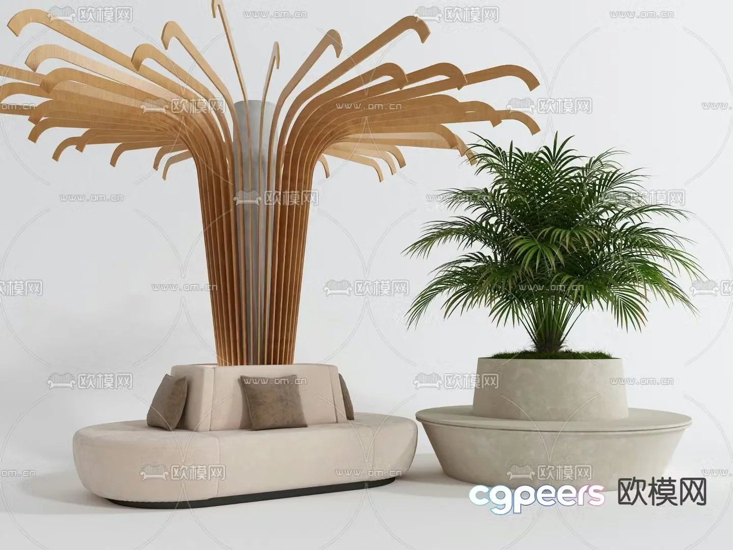 Lobby sofa tree pool sofa 3d model