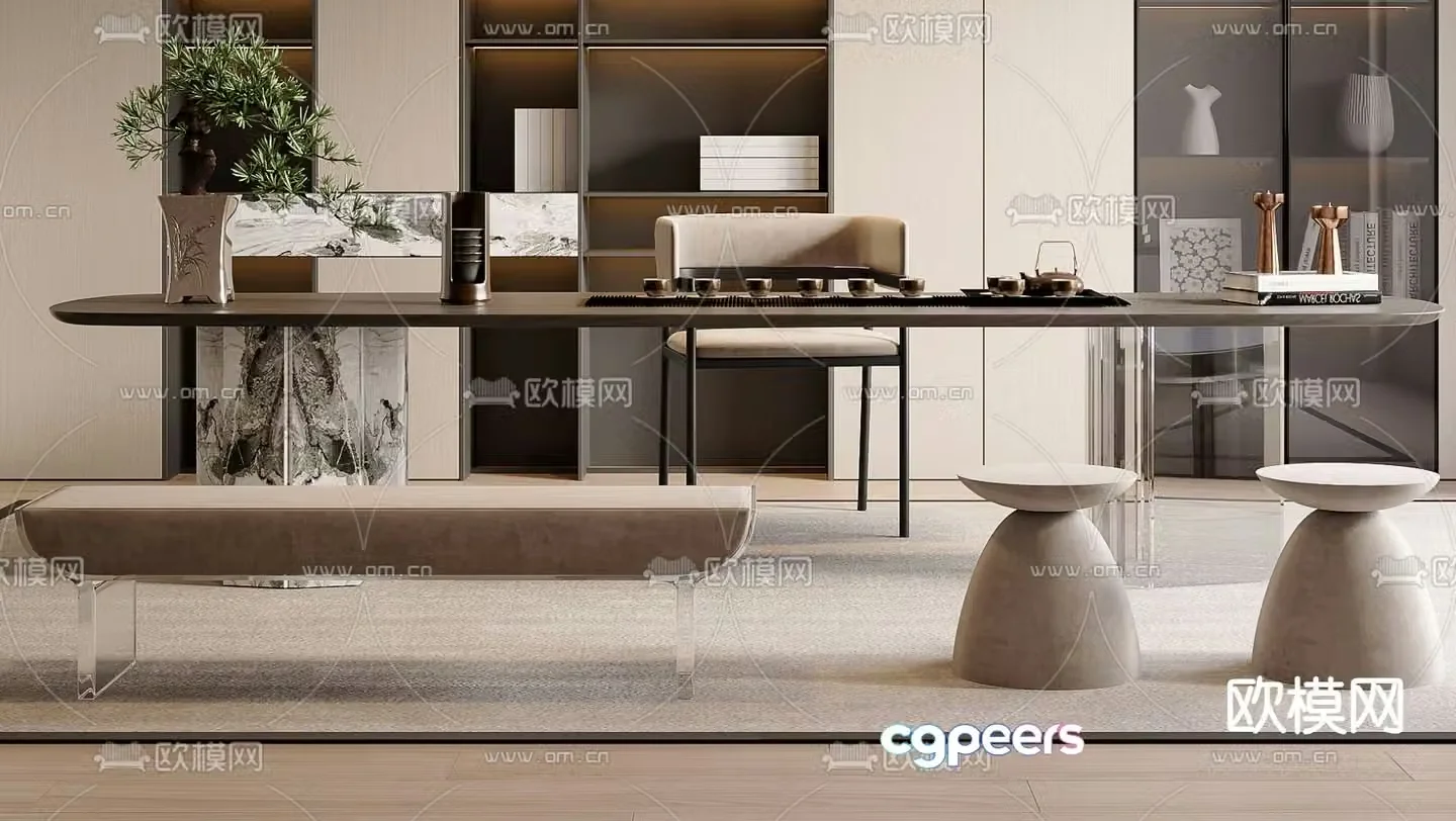 Modern tea table tea table 3d model