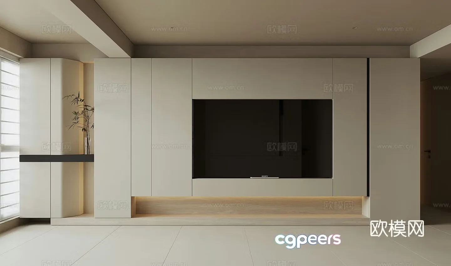 Modern TV background wall 3d model