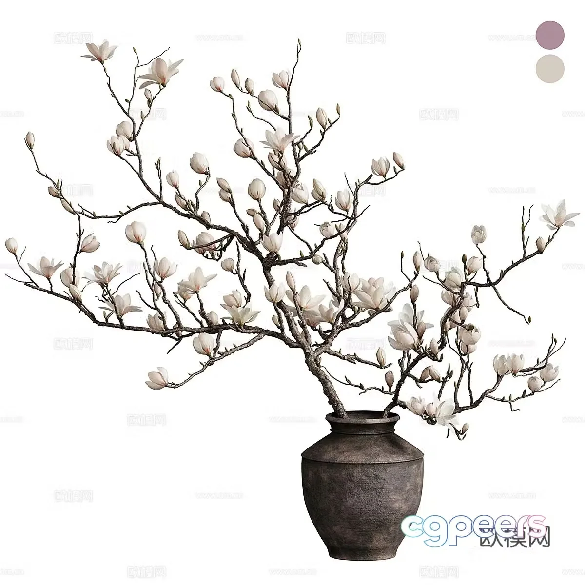 New Chinese vase flower art magnolia 3d model
