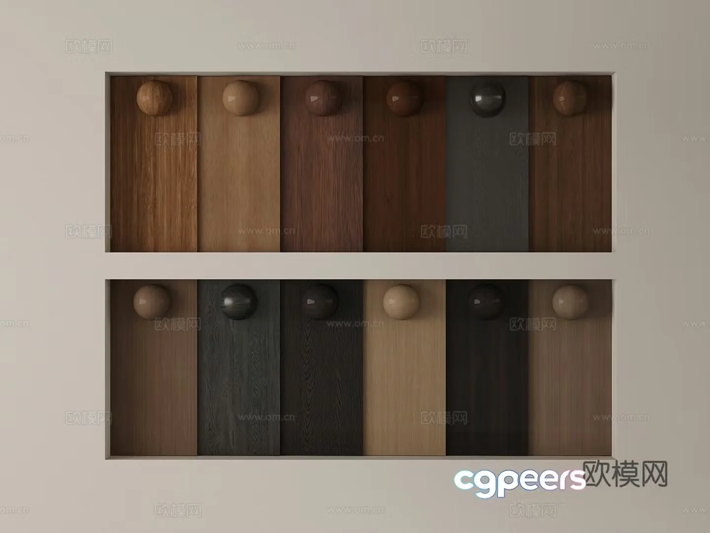 18 modern wood grain wall panel wall trim 3d model