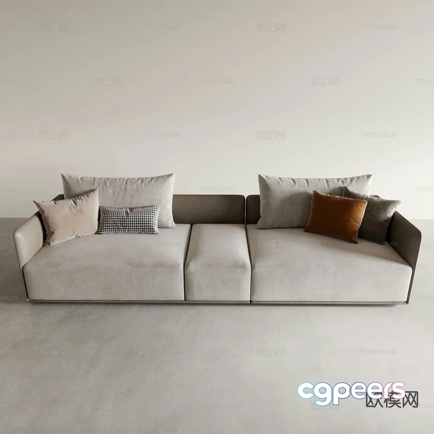 Modern three-person sofa upholstered sofa 3d model