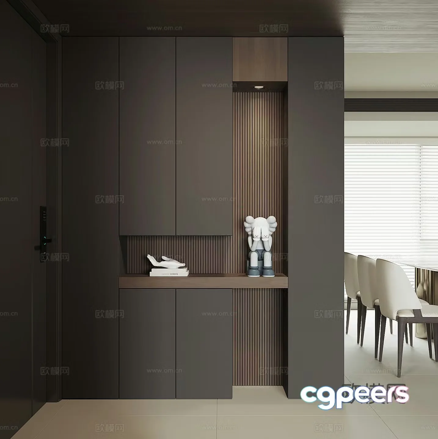 Modern home entrance shoe cabinet 3D model