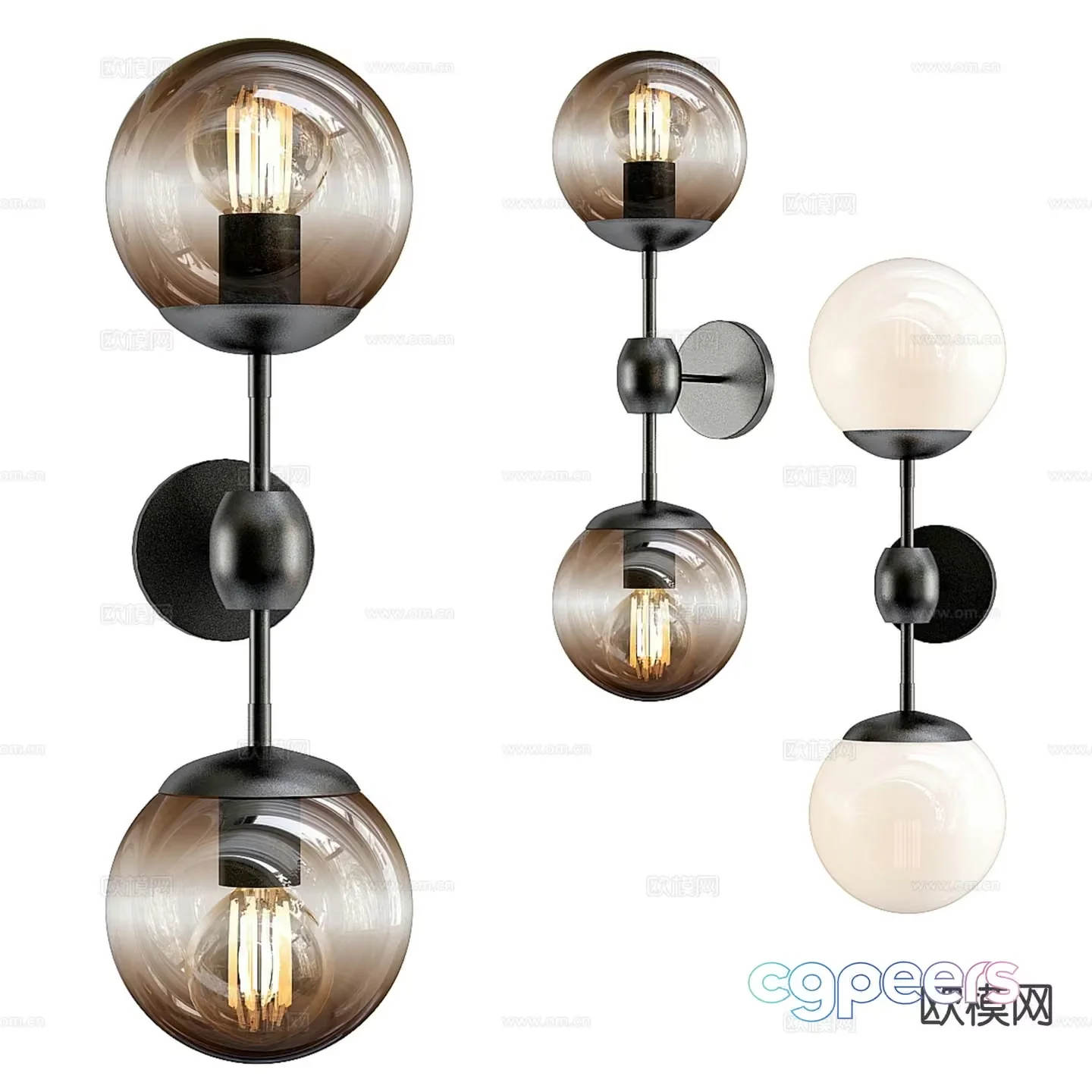 Light Fixture With Glass Globes 3D Model – 6490 – VRAY Render