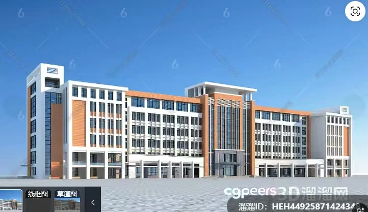 A Large Building With Many Windows 3D Model – 801 – VRAY Render