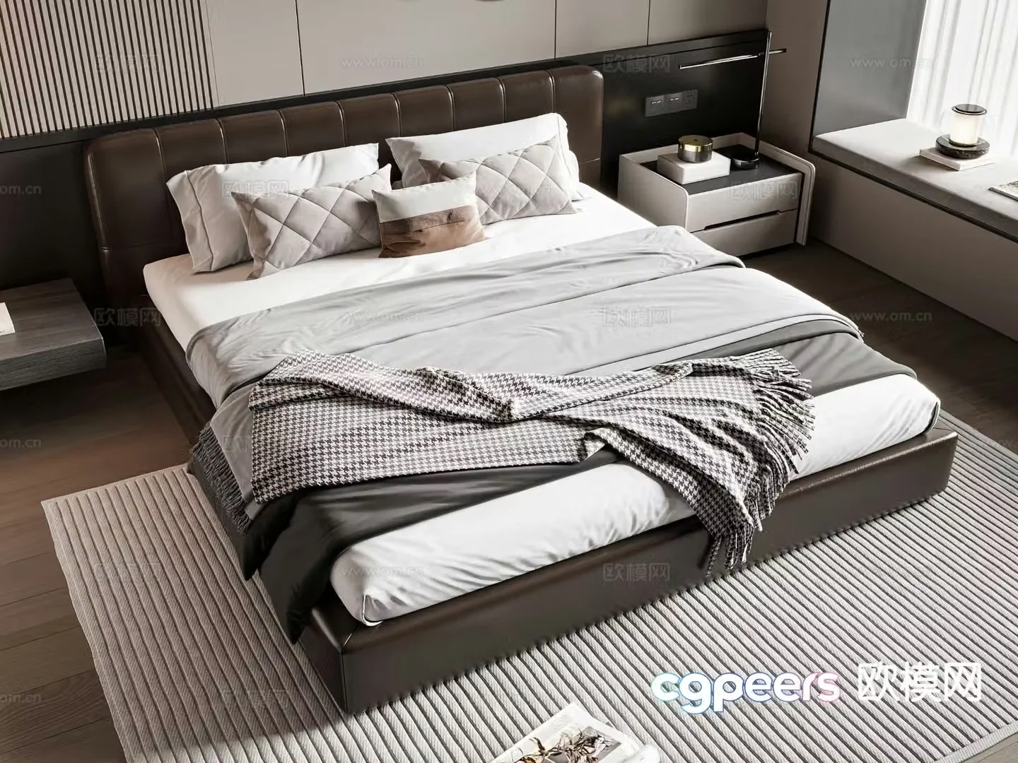 Italian double bed 3d model