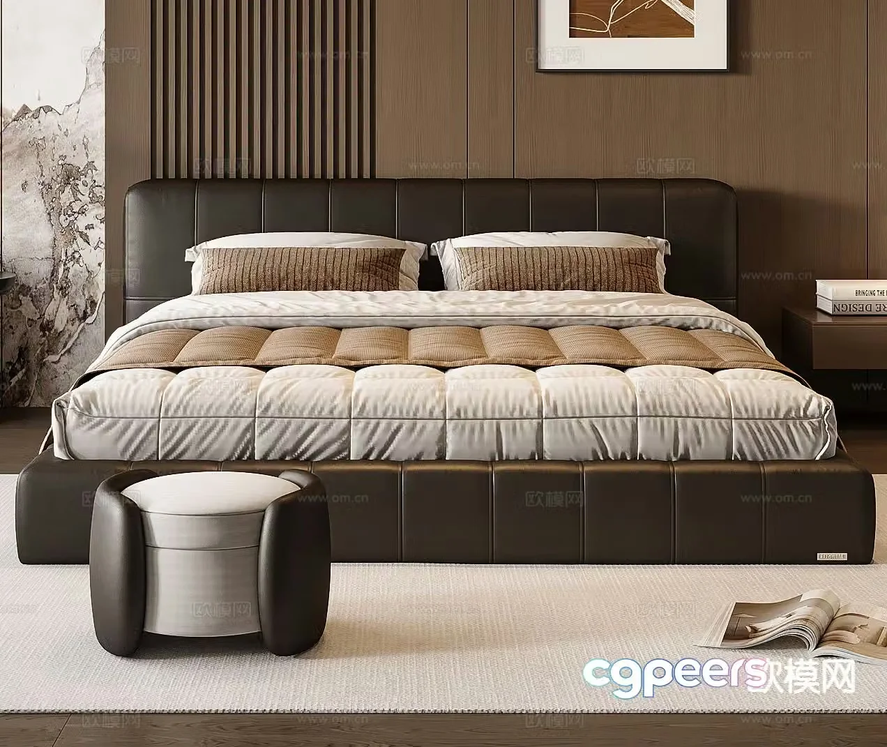 Italian double bed 3d model