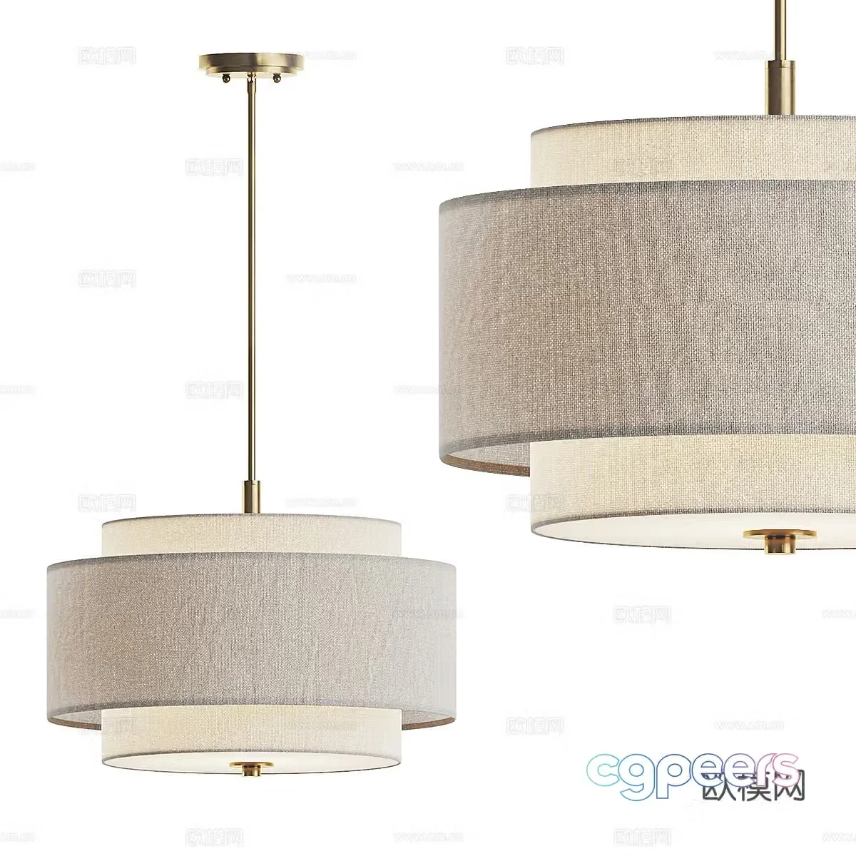 New Chinese style fabric decorative chandelier 3D model