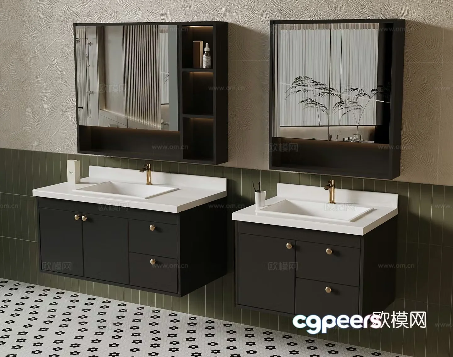 French bathroom cabinet bathroom cabinet combination 3D model