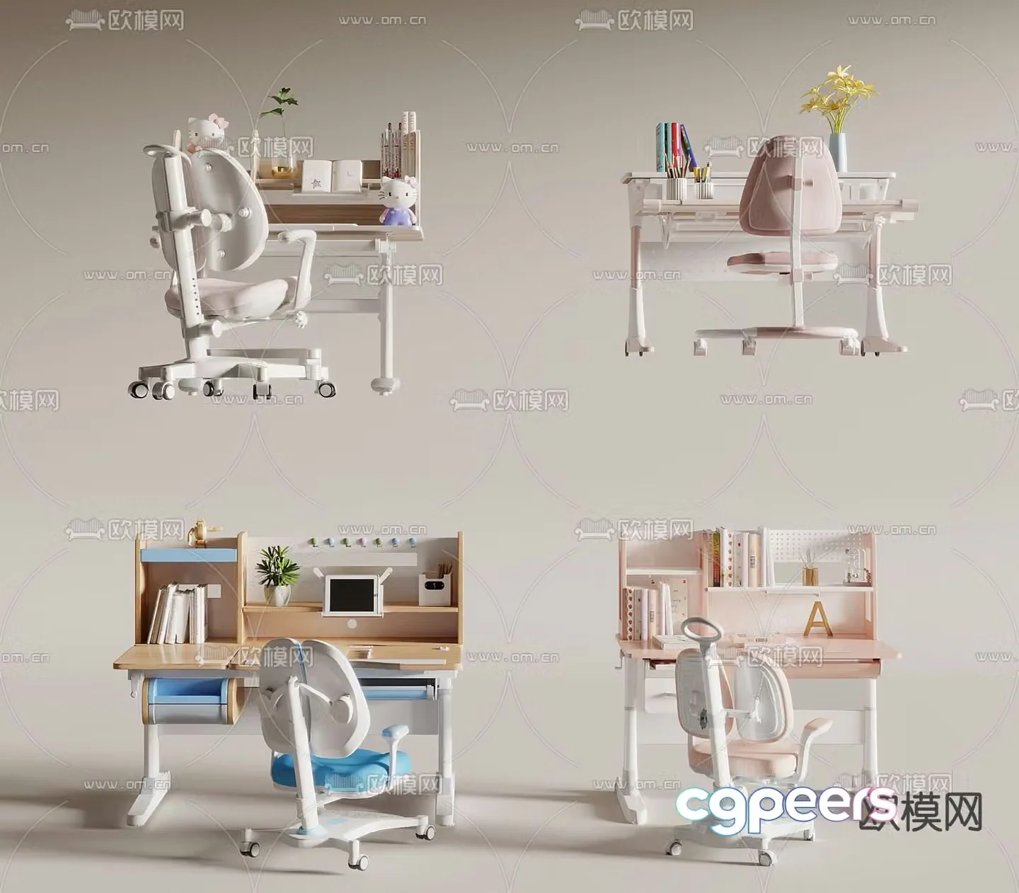 Children’s desk lifting desk study table 3D model