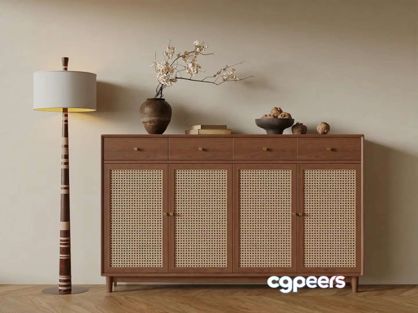 Mid-Century Sideboard 3D Model – 3704 – VRAY Render
