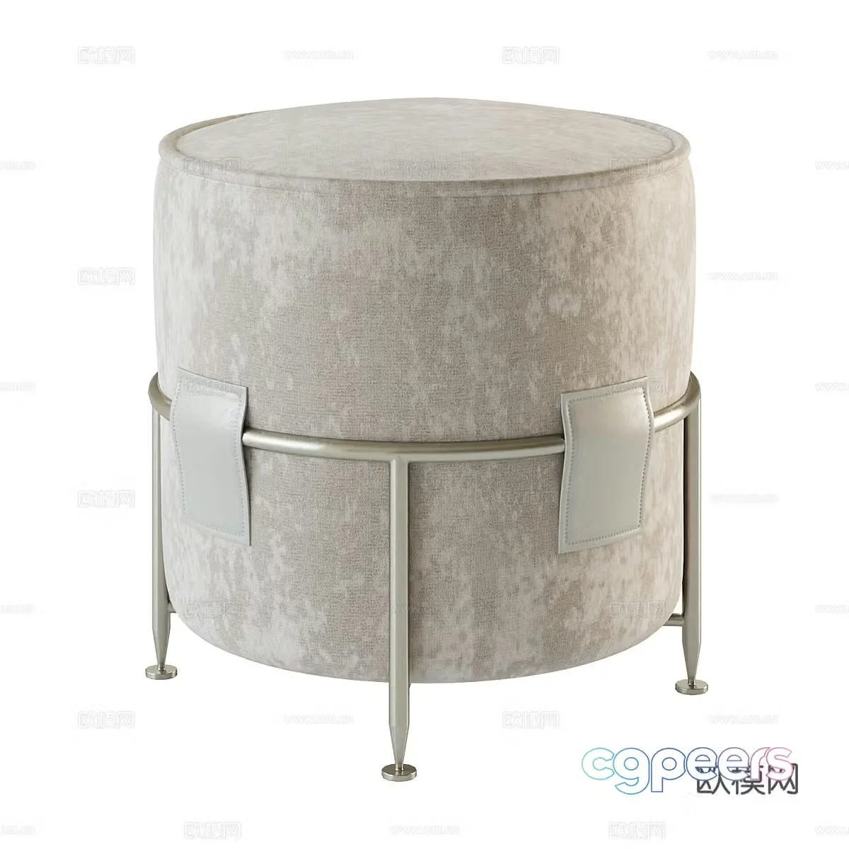 Modern Italian fabric round stool 3D model